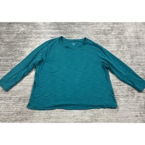 Dept 222 Top Womens 2X Blue Green Long Sleeve Shirt Tee Cotton‎ Blend